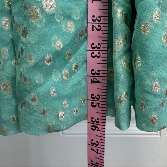 Shoshanna Rayna Dress in Aqua & Metallic Gold One Shoulder size 6 - Picture 9 of 15